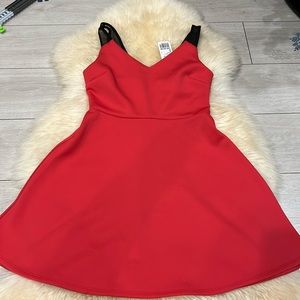 Forever 21 Scuba Dress in Coral with Back Zipper and Mesh Shoulder Straps Medium